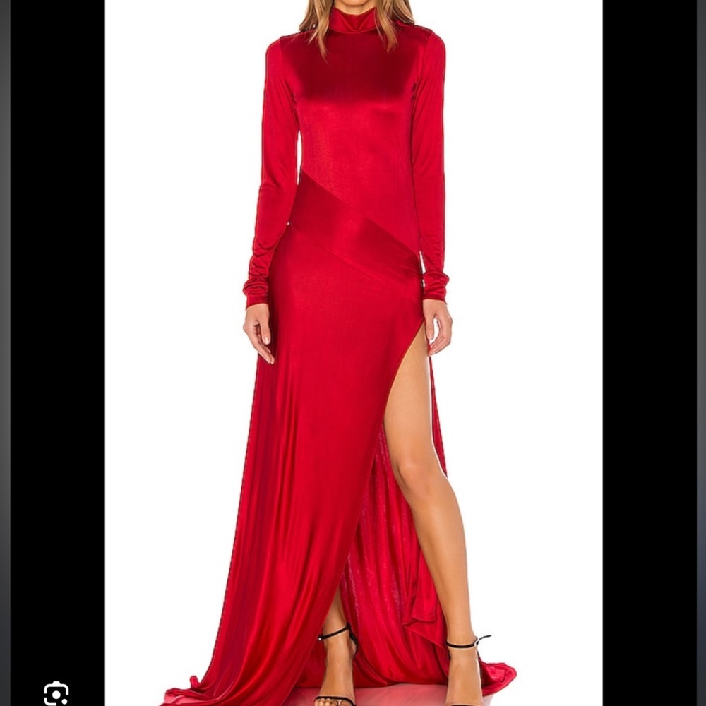 Michael Lo Sordo Vibrant Red Long Sleeve Dress